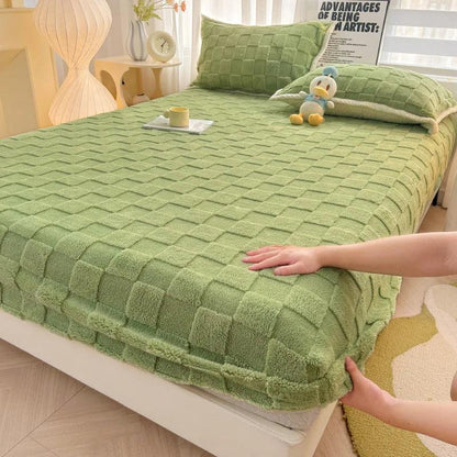 Jacquard Velvet Plaid Fitted Mattress Cover pintu-lv 90x200x30cm by HitMyNeed