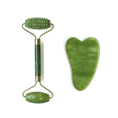 Jade Beauty Roller with Gua Sha Set by HitMyNeed