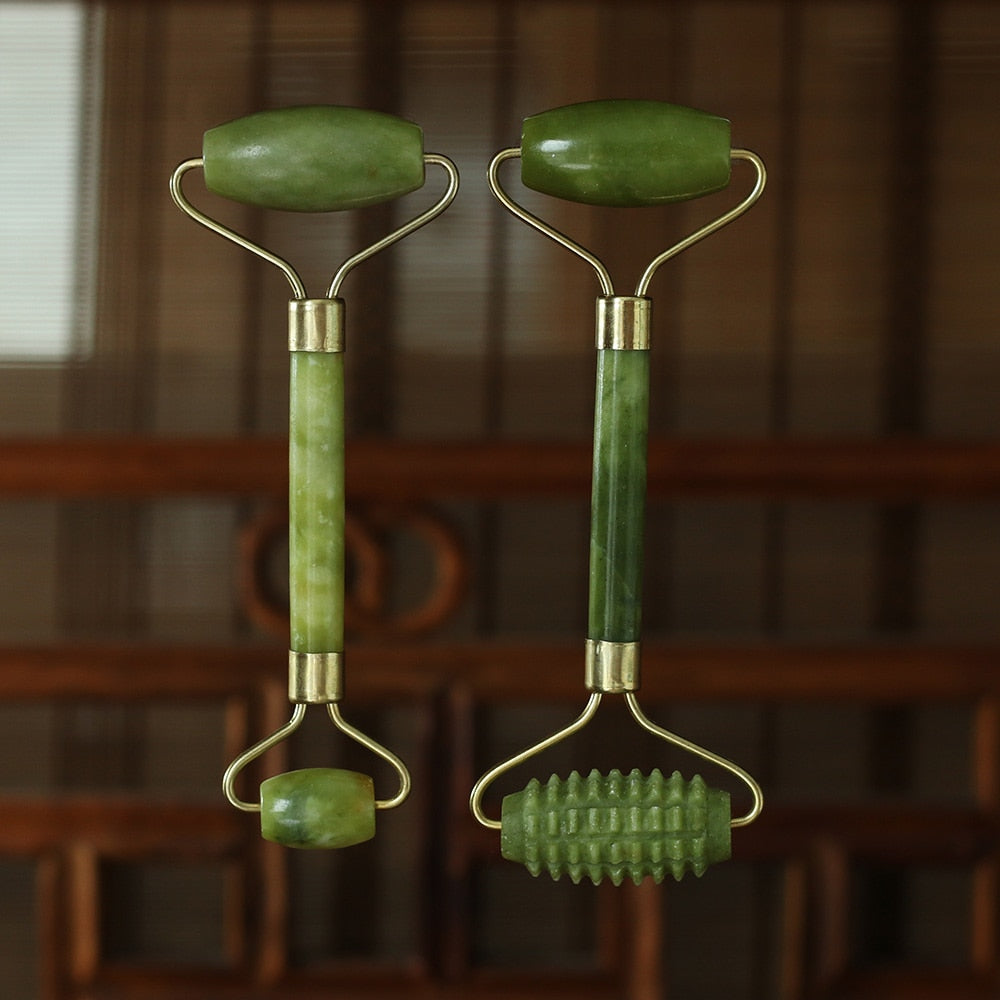 Jade Beauty Roller with Gua Sha Set by HitMyNeed
