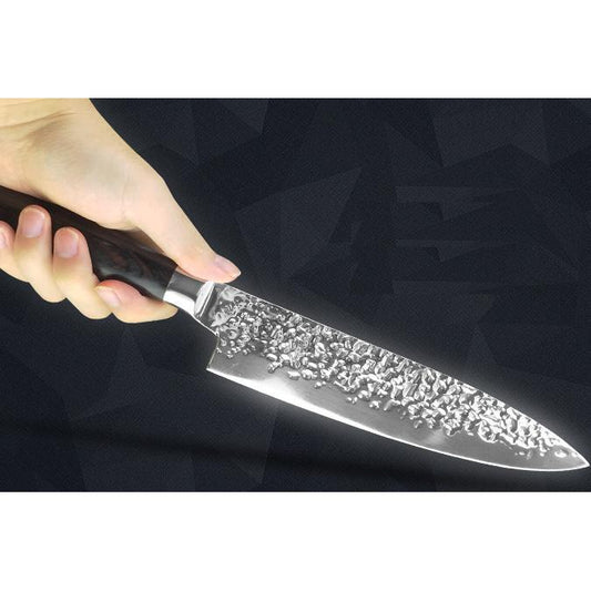 Japanese Chef Knife 8" Hammered High-Carbon Steel by HitMyNeed