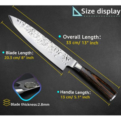 Japanese Chef Knife 8" Hammered High-Carbon Steel by HitMyNeed