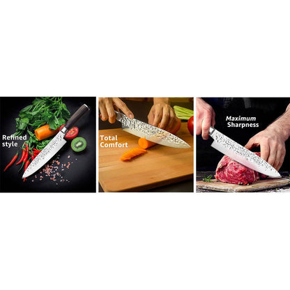 Japanese Chef Knife 8" Hammered High-Carbon Steel by HitMyNeed