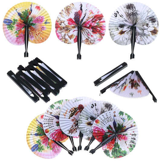 Japanese Folding Paper Fan with Circular Design by HitMyNeed