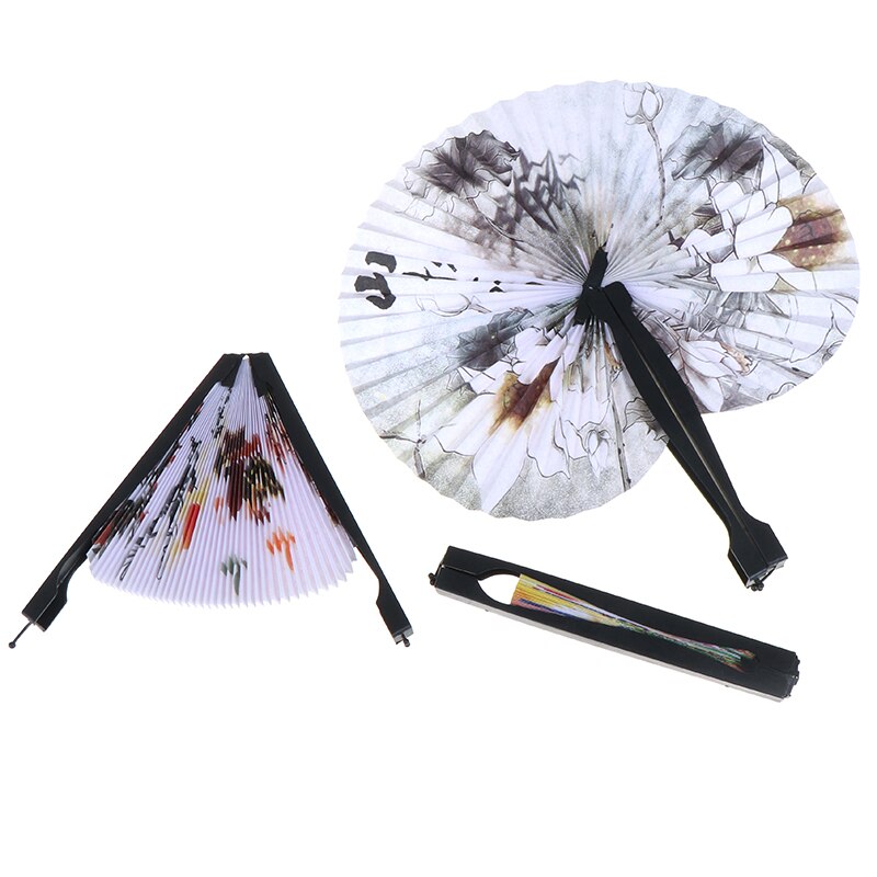 Japanese Folding Paper Fan with Circular Design by HitMyNeed