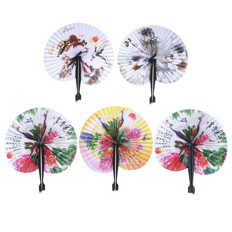 Japanese Folding Paper Fan with Circular Design by HitMyNeed