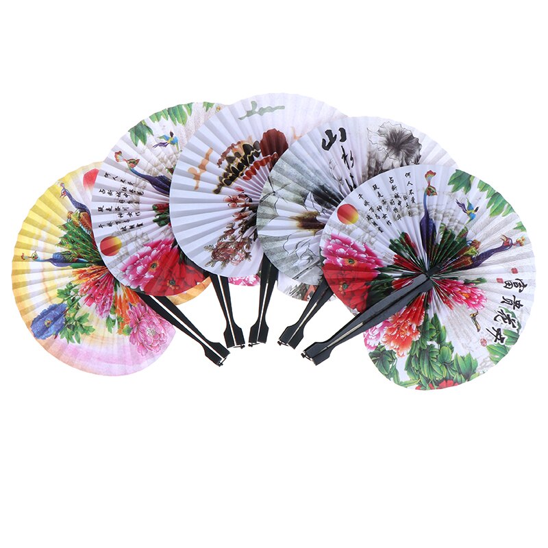 Japanese Folding Paper Fan with Circular Design by HitMyNeed