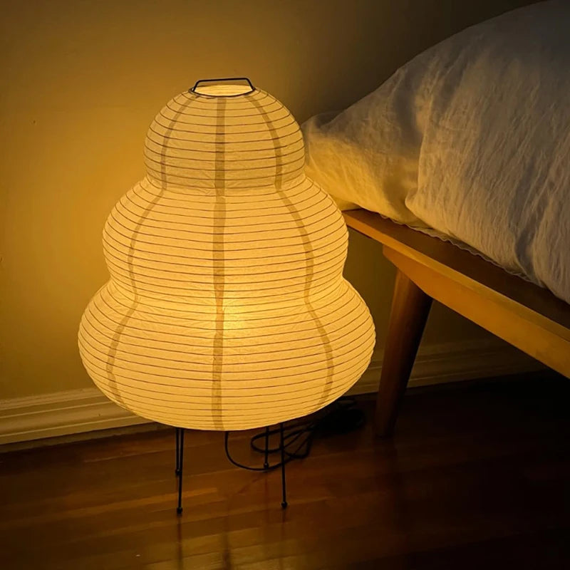 Japanese LED Rice Paper Desk Lamp with Tricolor Dimming by HitMyNeed