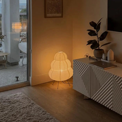 Japanese LED Rice Paper Desk Lamp with Tricolor Dimming by HitMyNeed