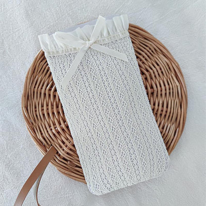 Japanese Retro Ruffle Knee High Lace Socks cream-white by HitMyNeed