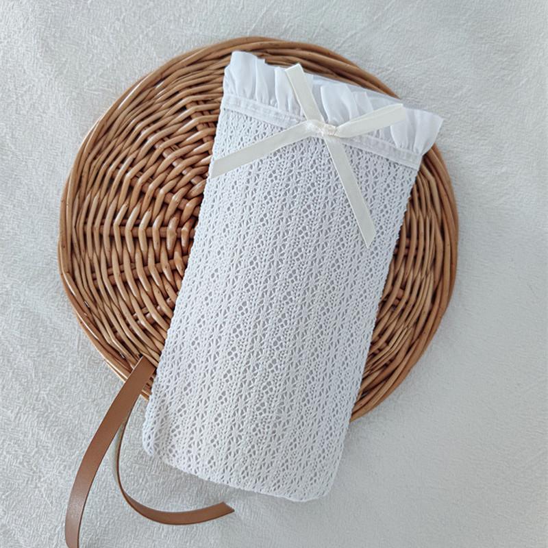 Japanese Retro Ruffle Knee High Lace Socks white by HitMyNeed