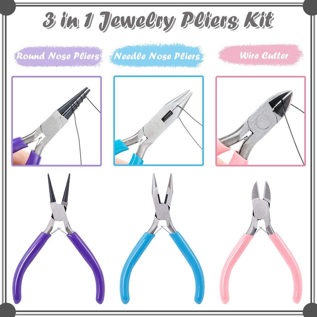 Jewelry Making Pliers Set with Rubber Grip (3 pcs) by HitMyNeed