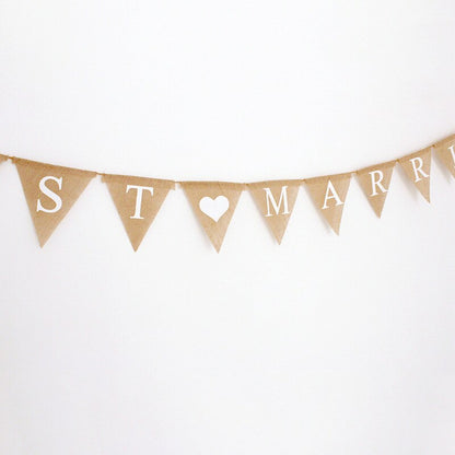 Just Married Burlap Banner Wedding Decoration by HitMyNeed