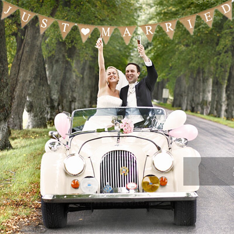 Just Married Burlap Banner Wedding Decoration by HitMyNeed