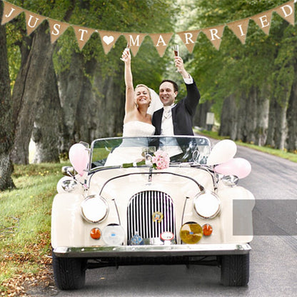 Just Married Burlap Banner Wedding Decoration by HitMyNeed