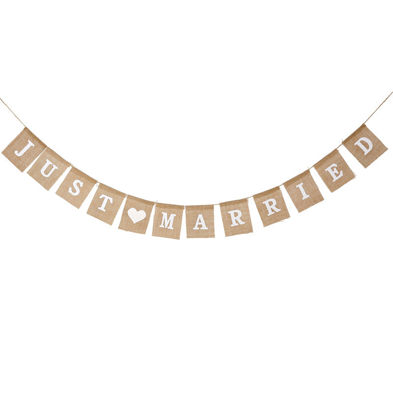 Just Married Burlap Bunting Wedding Banner by HitMyNeed