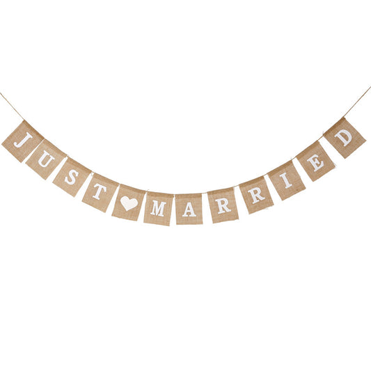 Just Married Burlap Bunting Wedding Banner by HitMyNeed
