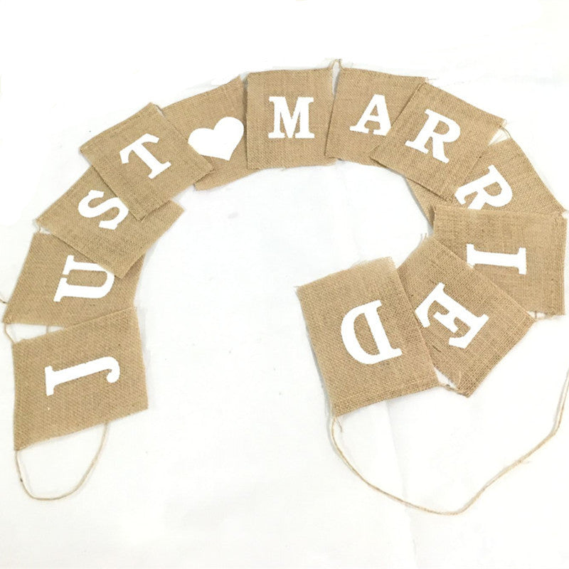 Just Married Burlap Bunting Wedding Banner by HitMyNeed