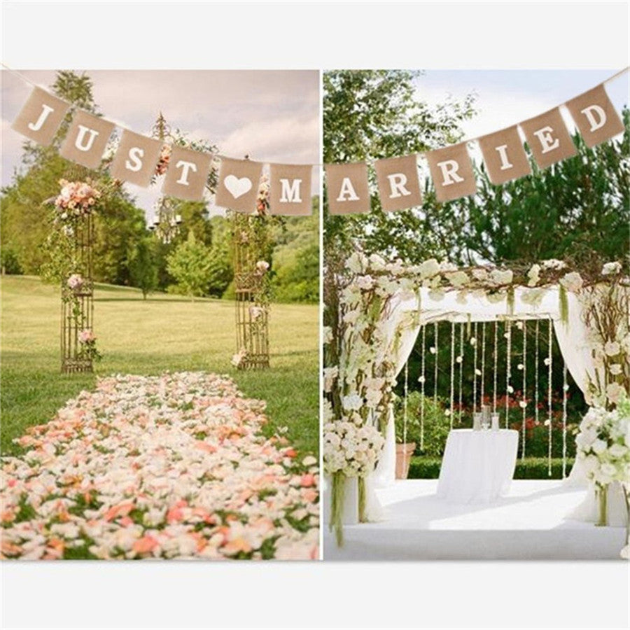 Just Married Burlap Bunting Wedding Banner by HitMyNeed
