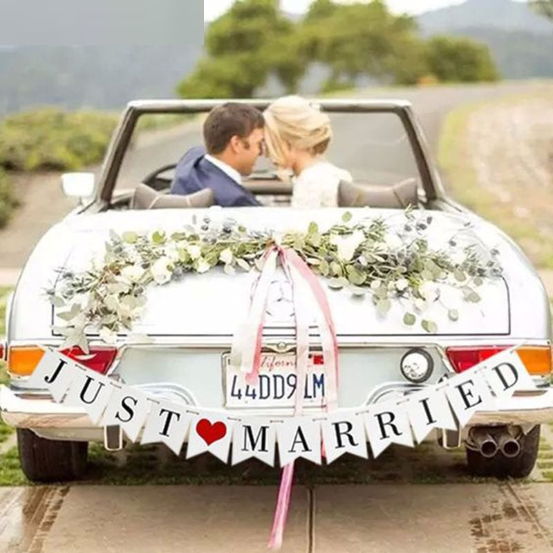 Just Married Car Banner Wedding Decoration by HitMyNeed