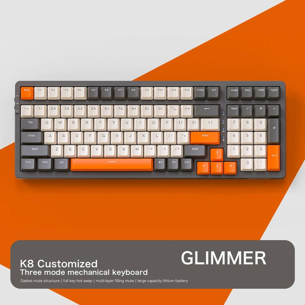 K8 100-Key Wireless Mechanical Keyboard Tri-Mode glimmer red-switch by HitMyNeed