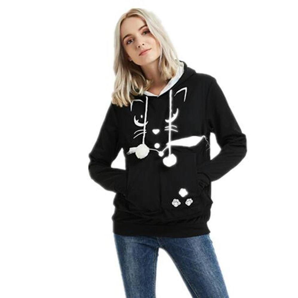 Kangaroo Pocket Pet Carrier Hoodie for Cats & Small Dogs black-5 4xl by HitMyNeed