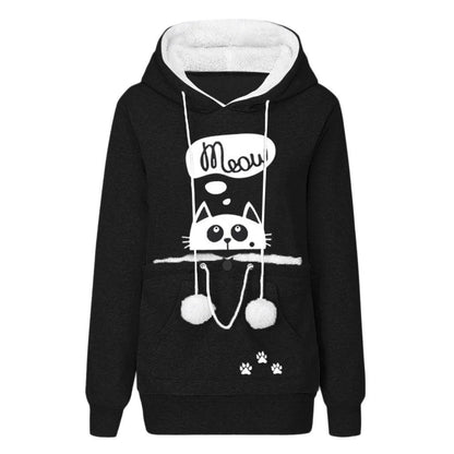 Kangaroo Pocket Pet Carrier Hoodie for Cats & Small Dogs black-cat-print xxxl by HitMyNeed