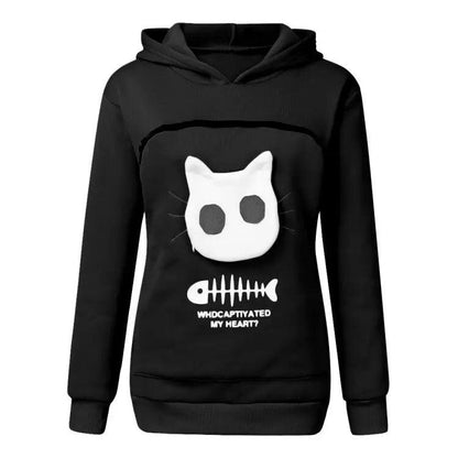 Kangaroo Pocket Pet Carrier Hoodie for Cats & Small Dogs black-fish-print s by HitMyNeed