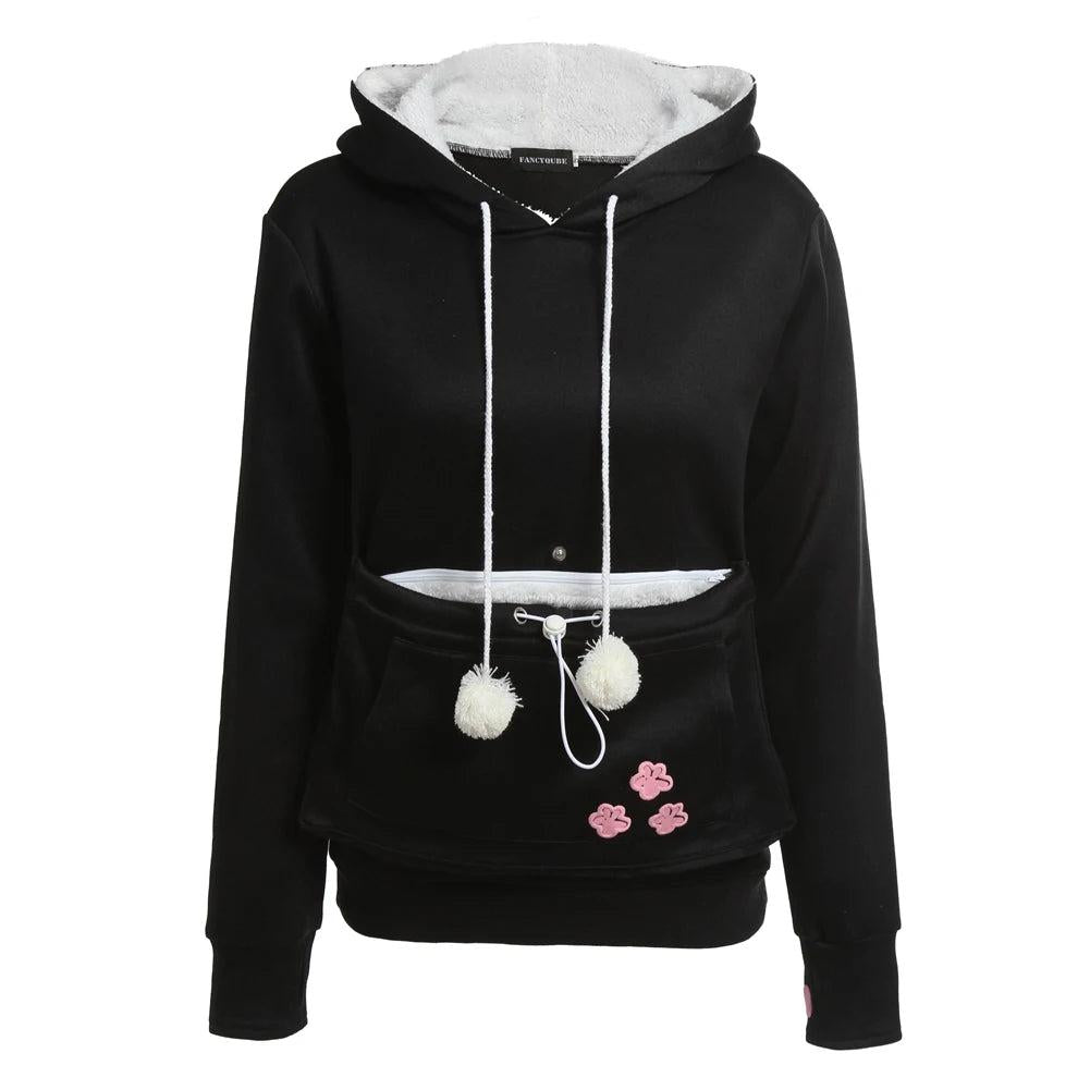 Kangaroo Pocket Pet Carrier Hoodie for Cats & Small Dogs black s by HitMyNeed