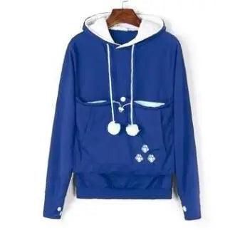 Kangaroo Pocket Pet Carrier Hoodie for Cats & Small Dogs dark-blue xxxl by HitMyNeed