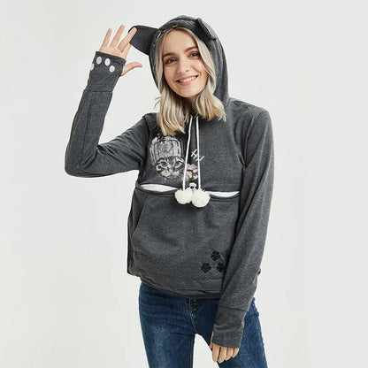 Kangaroo Pocket Pet Carrier Hoodie for Cats & Small Dogs dark-gray-1 4xl by HitMyNeed