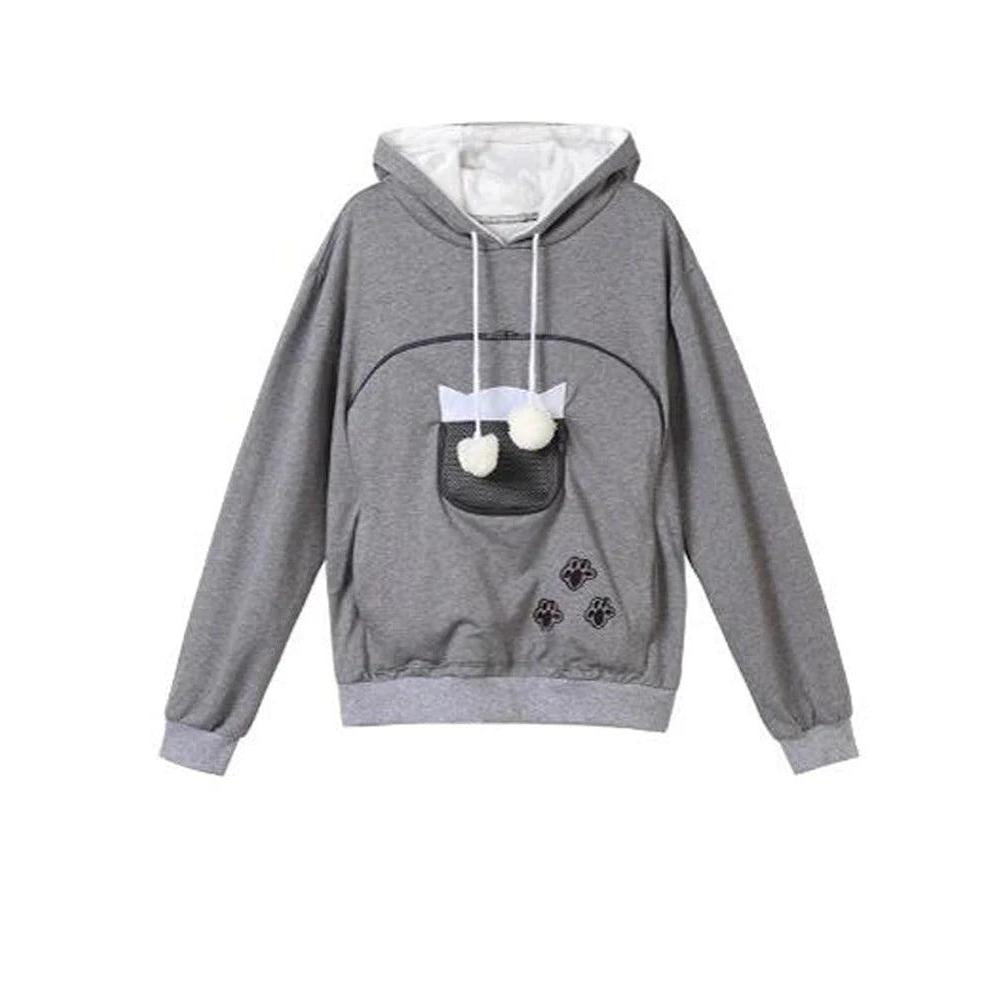 Kangaroo Pocket Pet Carrier Hoodie for Cats & Small Dogs dark-gray-2 4xl by HitMyNeed