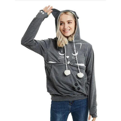 Kangaroo Pocket Pet Carrier Hoodie for Cats & Small Dogs dark-gray-5 4xl by HitMyNeed