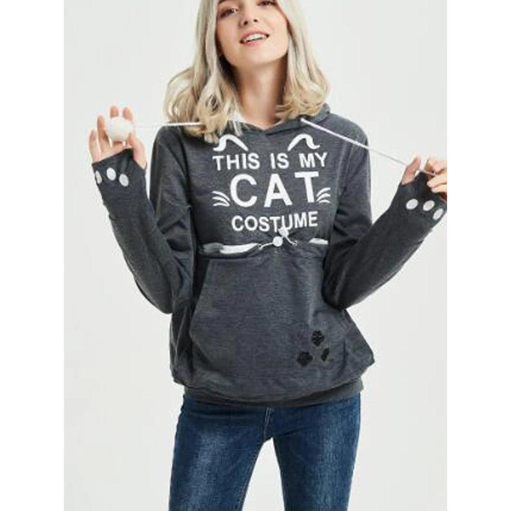 Kangaroo Pocket Pet Carrier Hoodie for Cats & Small Dogs dark-gray-7 4xl by HitMyNeed