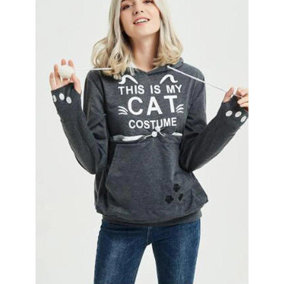 Kangaroo Pocket Pet Carrier Hoodie for Cats & Small Dogs dark-gray-7 4xl by HitMyNeed
