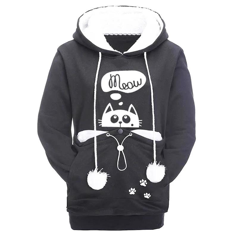 Kangaroo Pocket Pet Carrier Hoodie for Cats & Small Dogs dark-gray-cat-print xxxl by HitMyNeed