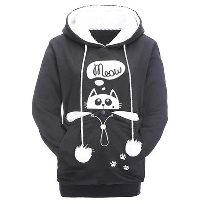 Kangaroo Pocket Pet Carrier Hoodie for Cats & Small Dogs dark-gray-cat-print xxxl by HitMyNeed