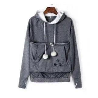 Kangaroo Pocket Pet Carrier Hoodie for Cats & Small Dogs dark-gray xxxl by HitMyNeed
