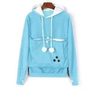 Kangaroo Pocket Pet Carrier Hoodie for Cats & Small Dogs light-blue xxl by HitMyNeed
