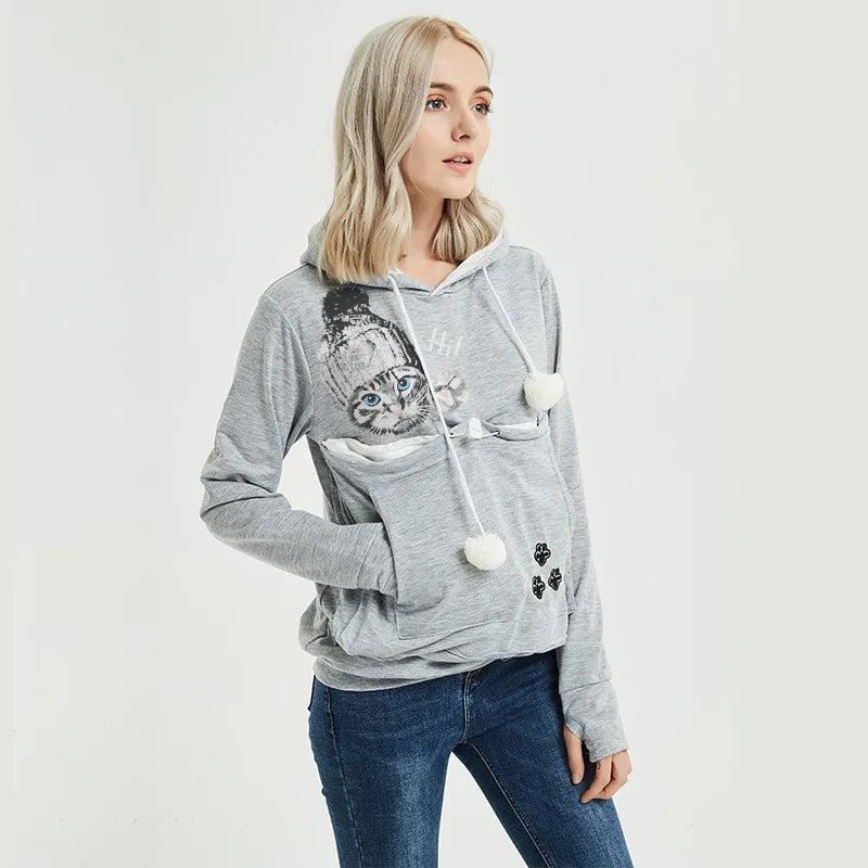Kangaroo Pocket Pet Carrier Hoodie for Cats & Small Dogs light-gray-1 4xl by HitMyNeed