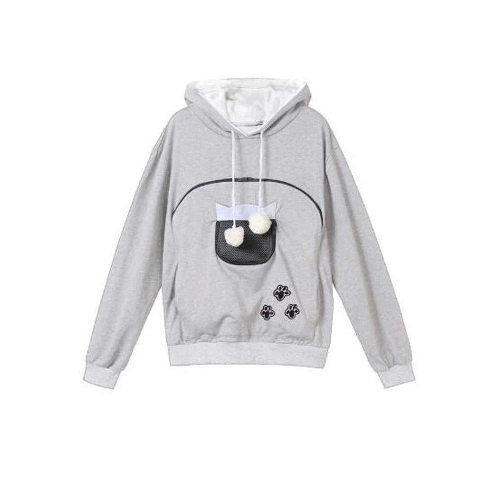 Kangaroo Pocket Pet Carrier Hoodie for Cats & Small Dogs light-gray-2 4xl by HitMyNeed