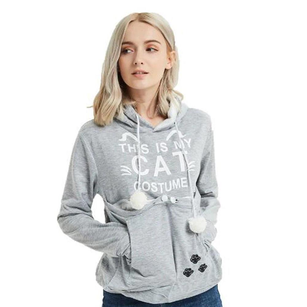 Kangaroo Pocket Pet Carrier Hoodie for Cats & Small Dogs light-gray-8 xxl by HitMyNeed
