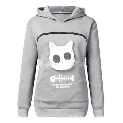 Kangaroo Pocket Pet Carrier Hoodie for Cats & Small Dogs light-gray-fish s by HitMyNeed