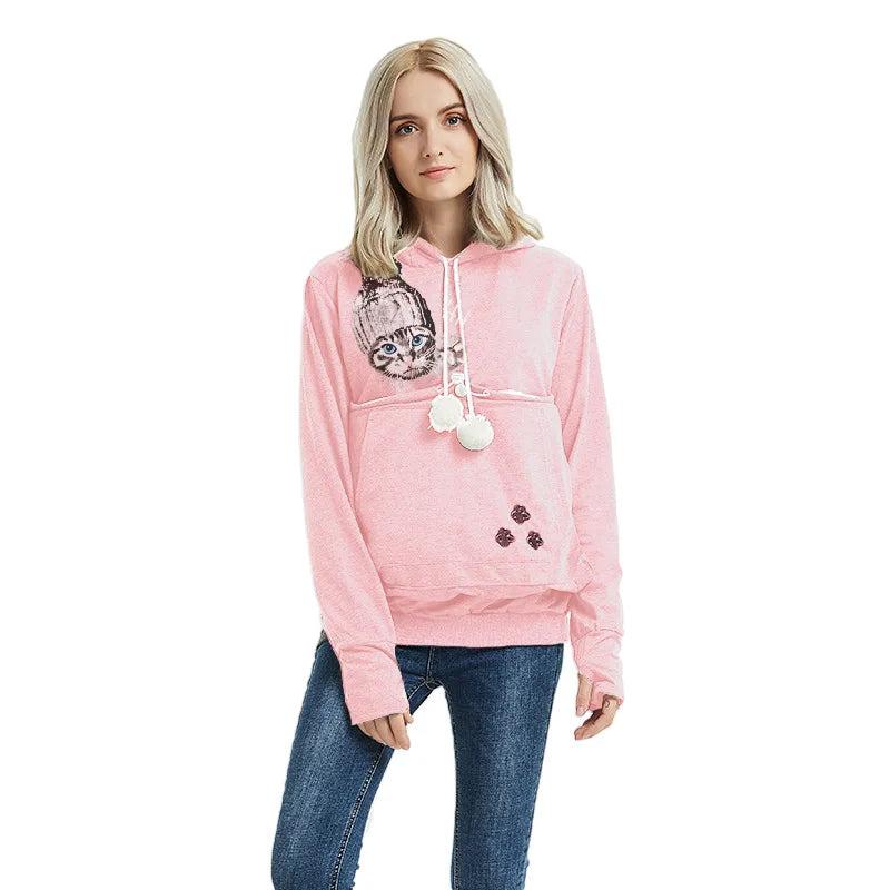 Kangaroo Pocket Pet Carrier Hoodie for Cats & Small Dogs pink-1 4xl by HitMyNeed