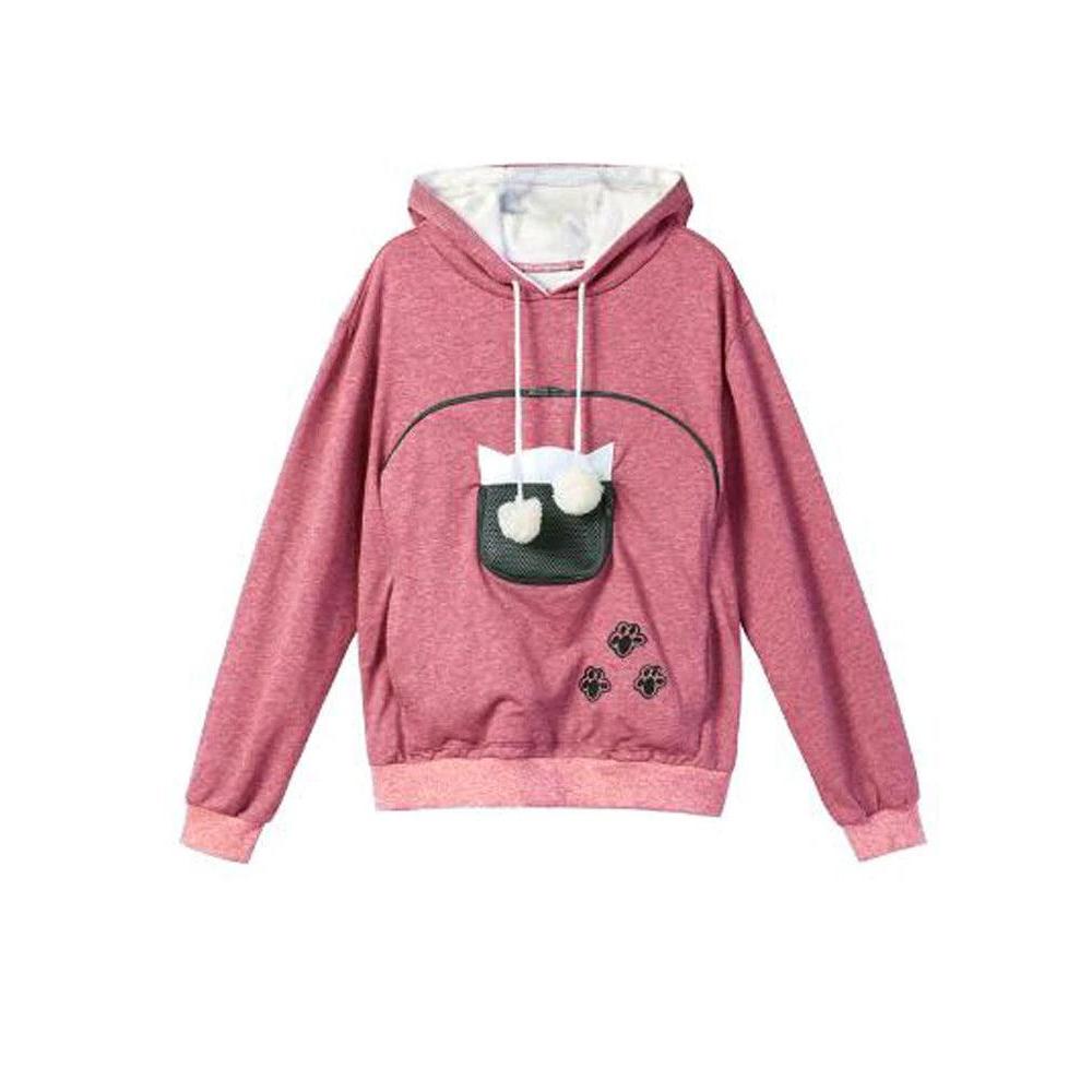 Kangaroo Pocket Pet Carrier Hoodie for Cats & Small Dogs red-1 s by HitMyNeed