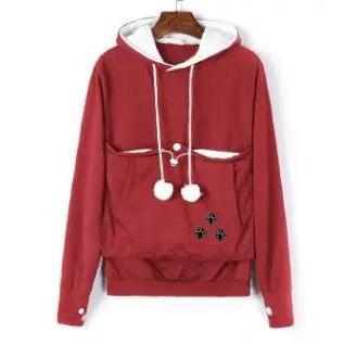 Kangaroo Pocket Pet Carrier Hoodie for Cats & Small Dogs red s by HitMyNeed