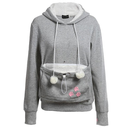 Kangaroo Pocket Pet Carrier Hoodie for Cats & Small Dogs silver-gray m by HitMyNeed