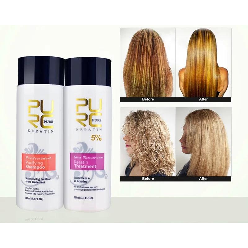 Keratin Hair Treatment & Purifying Shampoo Set 100ml by HitMyNeed