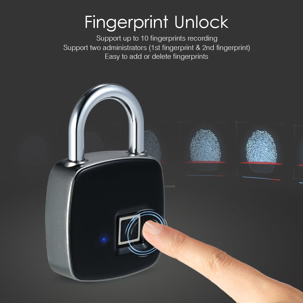Keyless Fingerprint Padlock with Rechargeable Battery by HitMyNeed