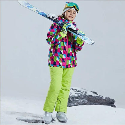 Kids -30°C Ski Jacket & Pants Set Waterproof 09-green 5-6t by HitMyNeed
