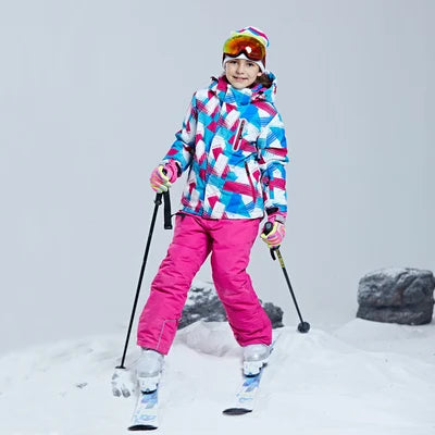 Kids -30°C Ski Jacket & Pants Set Waterproof 36-rose-red 5-6t by HitMyNeed